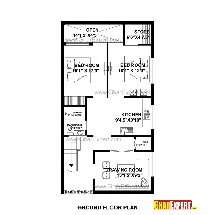 Exquisite House Plan For 23 Feet By 45 Feet Plot (Plot Size 115Square Yards 23 * 50 House Plans Pic
