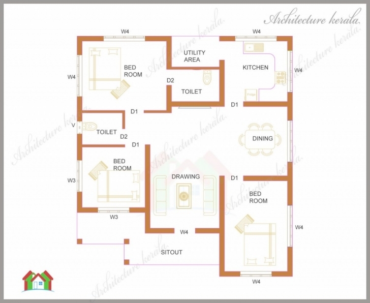 Exquisite House Plans In Kerala With 3 Bedrooms Fresh Three Bedrooms In 1200 Kerala 3 Room House Image