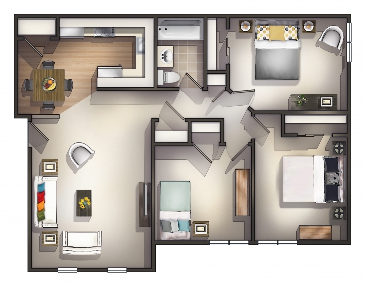 Exquisite Three Bedroom Flat Interior Designs Impressive Three Bedroom Three Bedroom Flat Design Photo