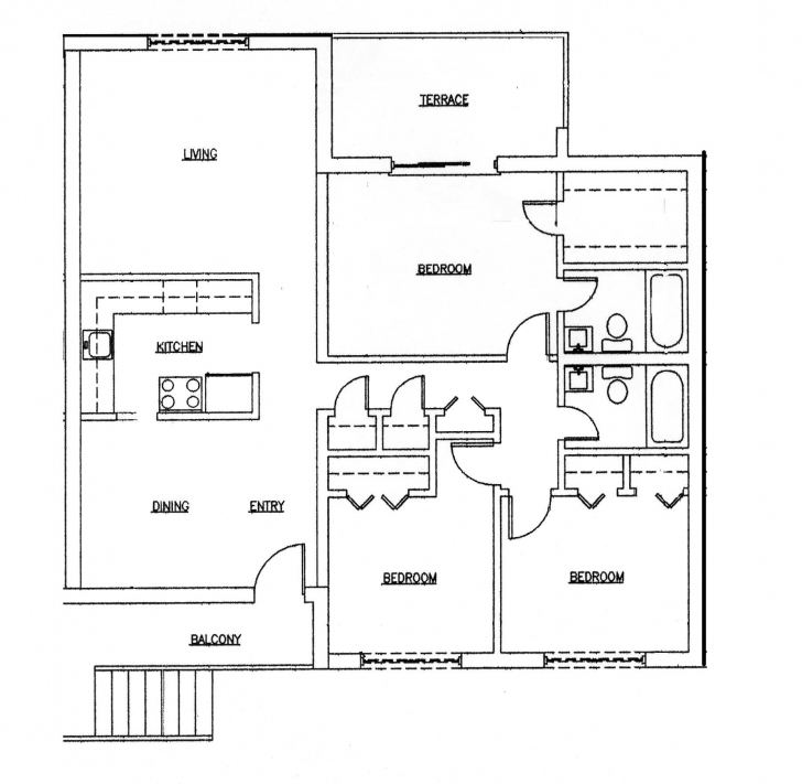 Fantastic 8 Brilliant House Plan For Three Bedroom Flat Bedroom Flat House Building Plan Three Bedroom Flat Picture