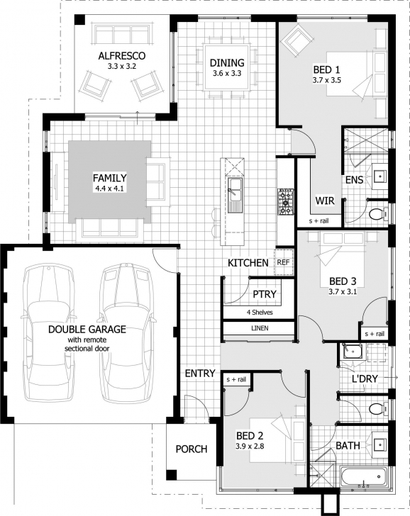 Fantastic 8 Simple 3 Bedroom Home Plan Design House Plans And Designs For 3 3Bedrooms With Garages Floor Plan Photo