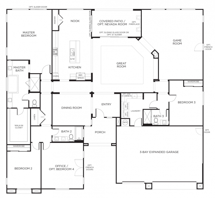 Fantastic Floorplan 2: 3-4 Bedrooms, 3 Bathrooms, 3400+ Square Feet | Dream Single Story House Floor Plan Image