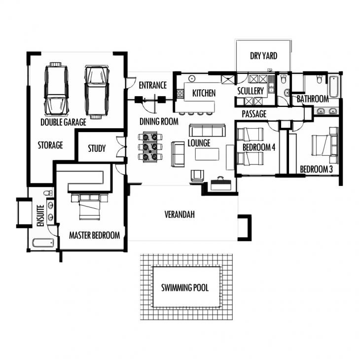 Fascinating 4 Bedroom House Plans Modern Floor - Home-Improvements Typical Rdp House Plan Pic