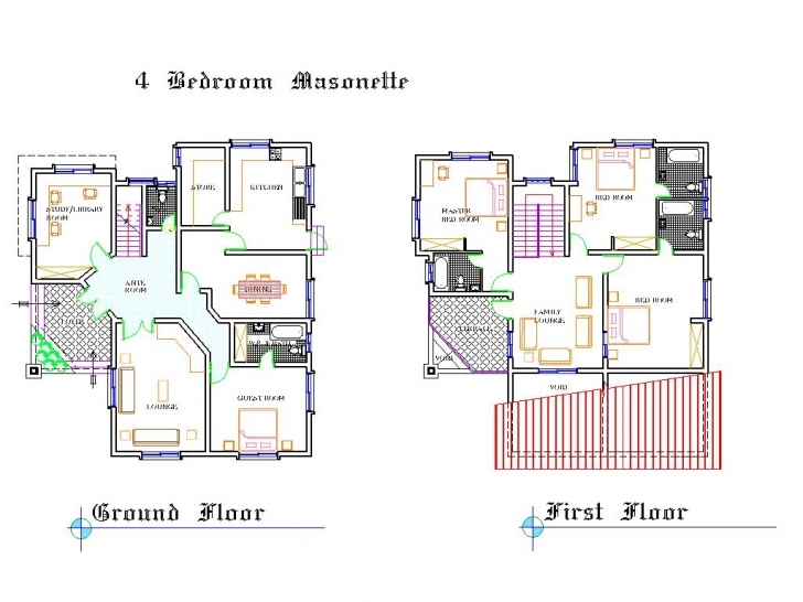 Fascinating Bedroom Duplex Floor Plans - House Plans | #31639 Duplex Floor Plans In Nigeria Picture