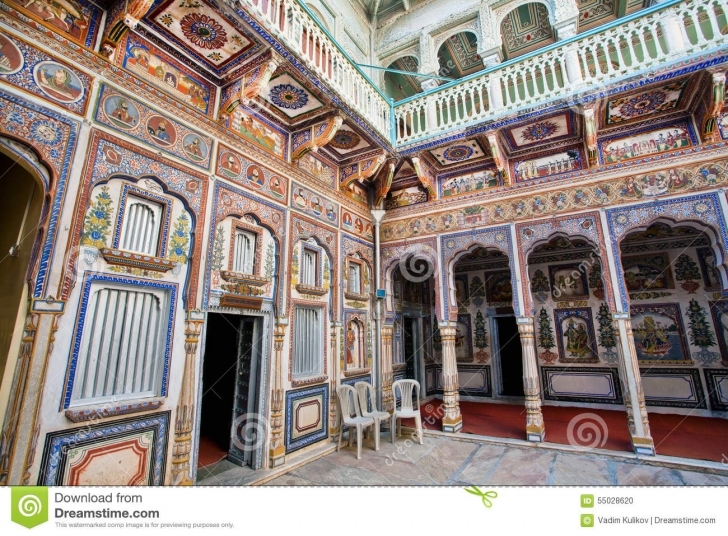 Fascinating Colorful Frescoes Inside An Old Indian House Editorial Image - Image Old Indian House Pic Photo