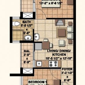 20*50 House Plan 2Bhk