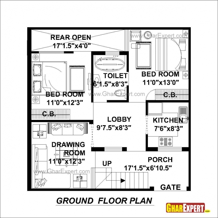 Fascinating House Plan For 30 Feet By 30 Feet Plot (Plot Size 100 Square Yards 100 Square Yard House Map Picture