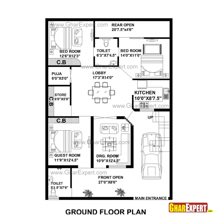Fascinating House Plan For 35 Feet By 50 Feet Plot (Plot Size 195 Square Yards 18 Feet By 50 Feet House Map Picture