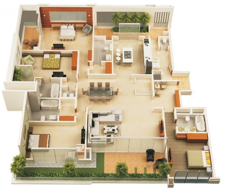 Fascinating Modern 4 Bedroom House Plans - Homes Floor Plans 4 Bedroom Modern House Plans Photo
