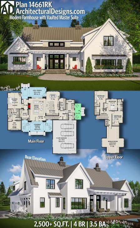 Fascinating Plan 14661Rk: Modern Farmhouse With Vaulted Master Suite | Farmhouse Thornton Builders Modern Farmhouse Plan Photo