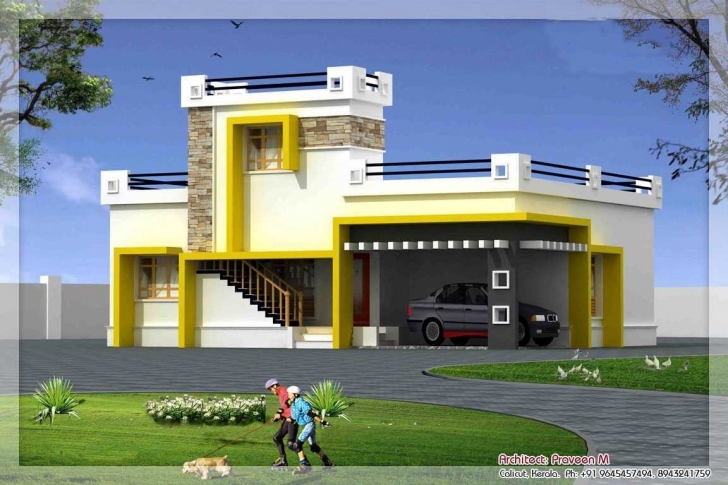 Fascinating Stunning Front Elevation Of Single Floor House Kerala With Single Floor House Front Elevation Designs Picture