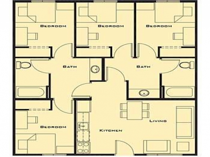 Gorgeous Bedroom: Small Four Bedroom House Plans Free Four Bedroom House Plans Pic