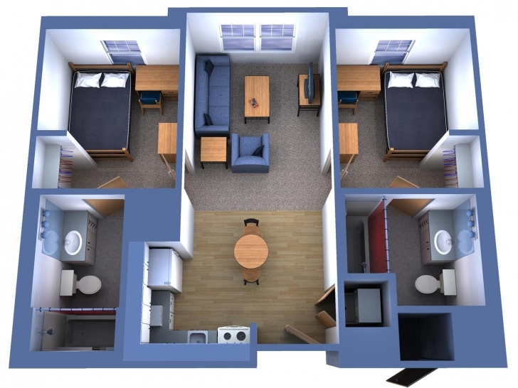 Great 2 Bedroom Single Level House Plans 3D - Condointeriordesign Simple House Plan With 2 Bedrooms And Garage 3D Pic