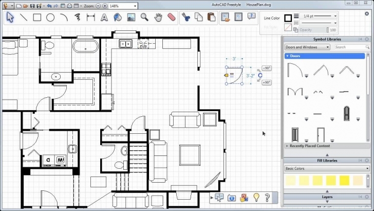 Great Adding Doors, Windows And More — Autocad Freestyle Symbols Tutorial Autocad Plan 2D Top Picture