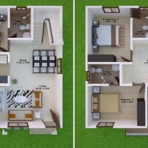 20*30 Duplex House Plans 3D
