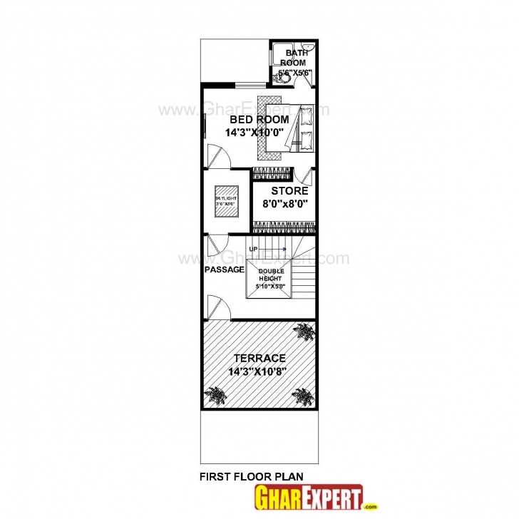 Great House Plan For 16 Feet By 54 Feet Plot (Plot Size 96 Square Yards 16/50 House Plon Pic