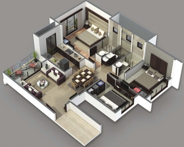 Great House Plans 3 Bedrooms 3D | The Best Wallpaper Of The Furniture 4 Bedroom Modern House Plans 3D Photo