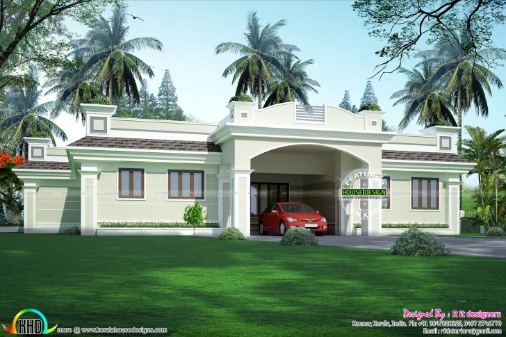 Great Luxury Single Floor Home - Kerala Home Design And Floor Plans Ground Floor House Parapet Image Photo