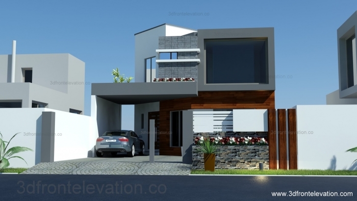 Image of 3D Front Elevation: 8 Marla House Plan-Layout-Elevation 3D Front Elevation Of House Picture