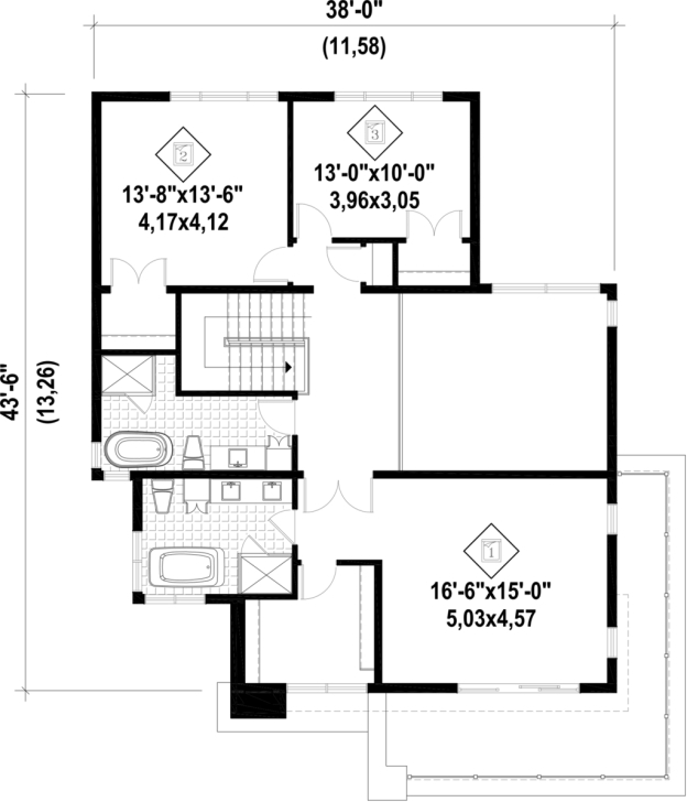 Image of Bathroom : Modern Foot Wide House Plans Ranch Lot Its Always 13 * 50 House Plan Picture