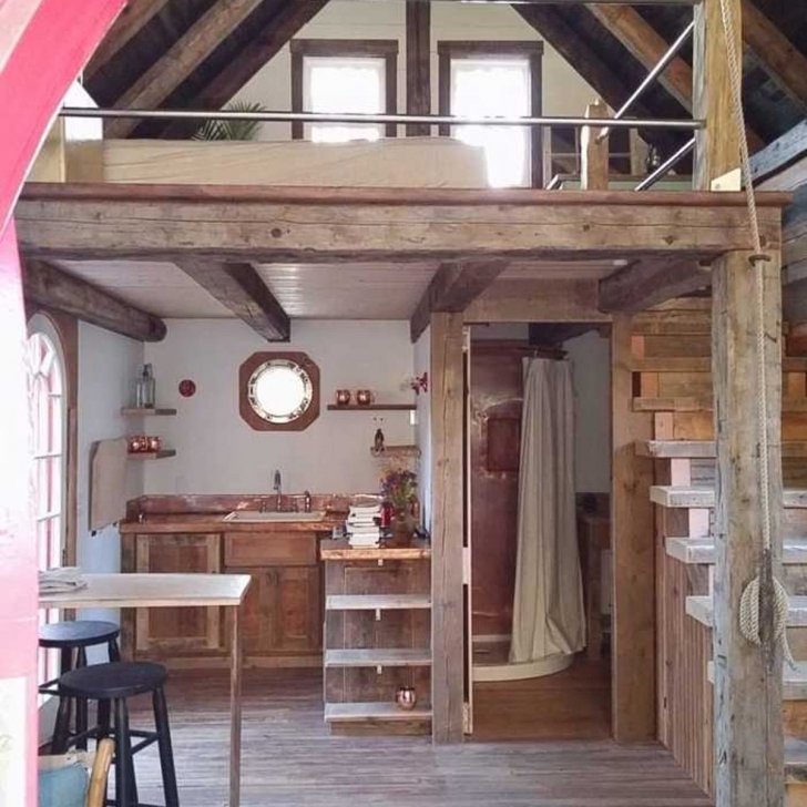 Image of Coolest Tiny Homes In Each State | Family Handyman 2 Story Tiny House Interior Photo