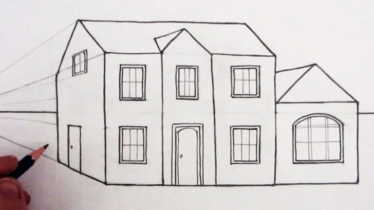 Image of How To Draw A House In 1-Point Perspective: Narrated - Youtube How To Draw A Beautiful House Step By Step Image