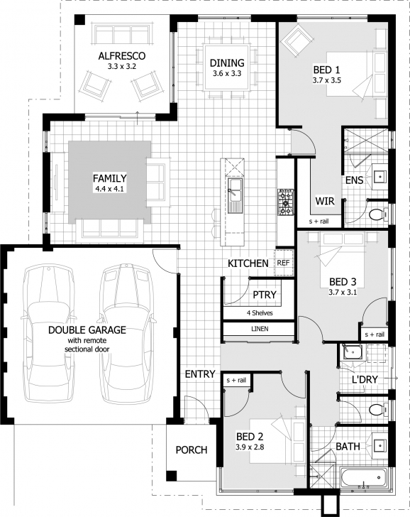 Incredible 3 Bedroomed House Designs Half Plot Double Floor Plan Picture