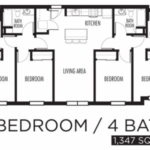 Simple 4 Bedroom Flat Plan