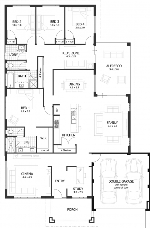 Incredible 4 Bedroom House Plans &amp; Home Designs | Celebration Homes 4 Bedroom Flat Plan Design Photo