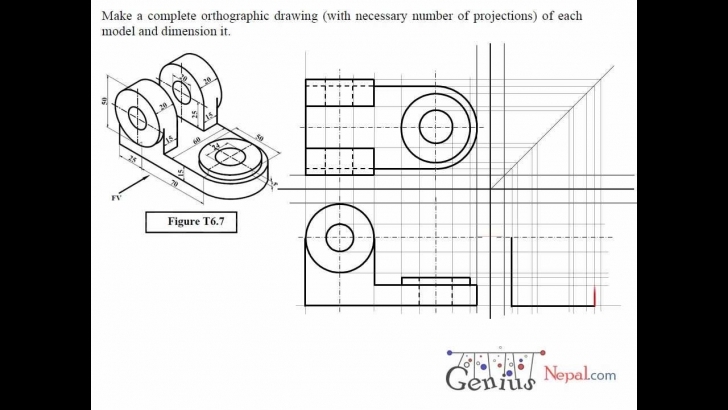 Incredible Engineering Drawing Tutorials / Orthographic Drawing Solution. (T How To Draw One Stop Solution Photo