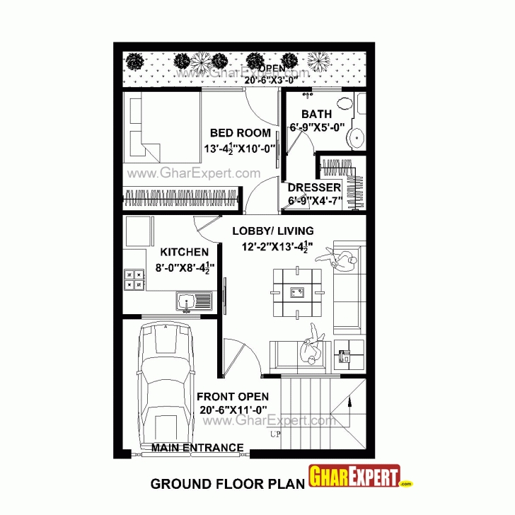 Incredible House Plan For 22 Feet By 35 Feet Plot (Plot Size 86 Square Yards 20*35 House Plan Image
