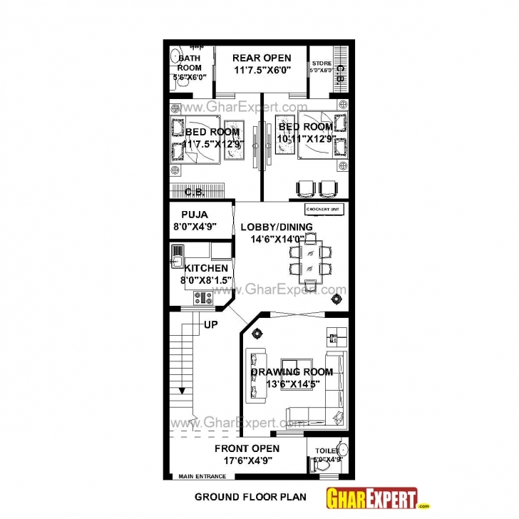Incredible House Plan For 24 Feet By 56 Feet Plot (Plot Size 149 Square Yards House Plan For 24 Feet By 60 Feet Plot Pic
