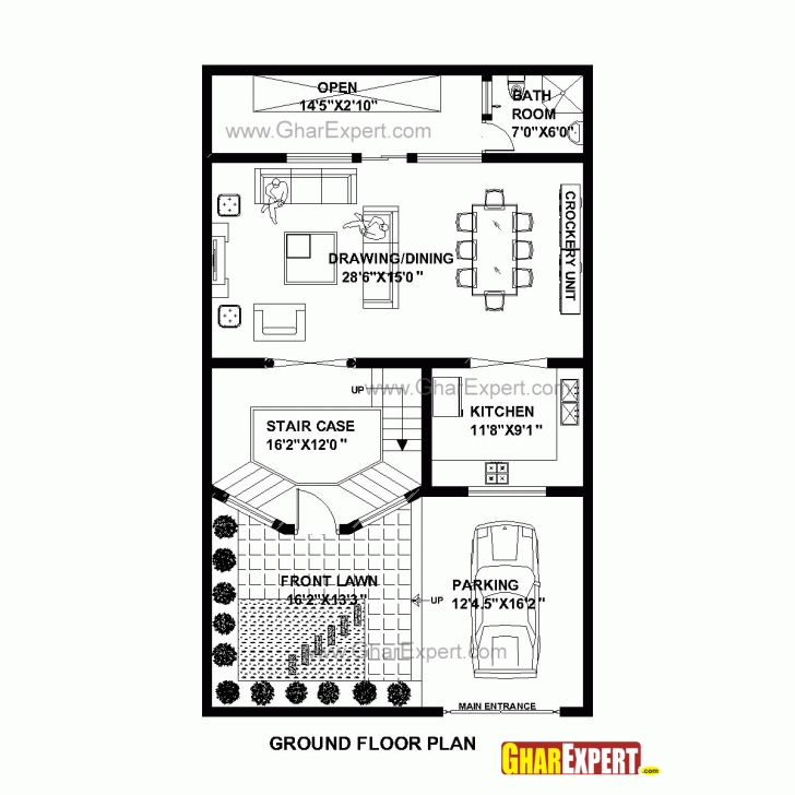 Incredible House Plan For 30 Feet By 50 Feet Plot (Plot Size 167 Square Yards 16*50 House Plan Picture