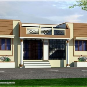 Front Elevation Of Single Floor Home In India