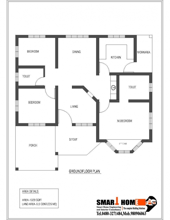 Inspirational 1320 Sqft Kerala Style 3 Bedroom House Plan From Smart Home Gf Plan Kerala 3 Room House Pic