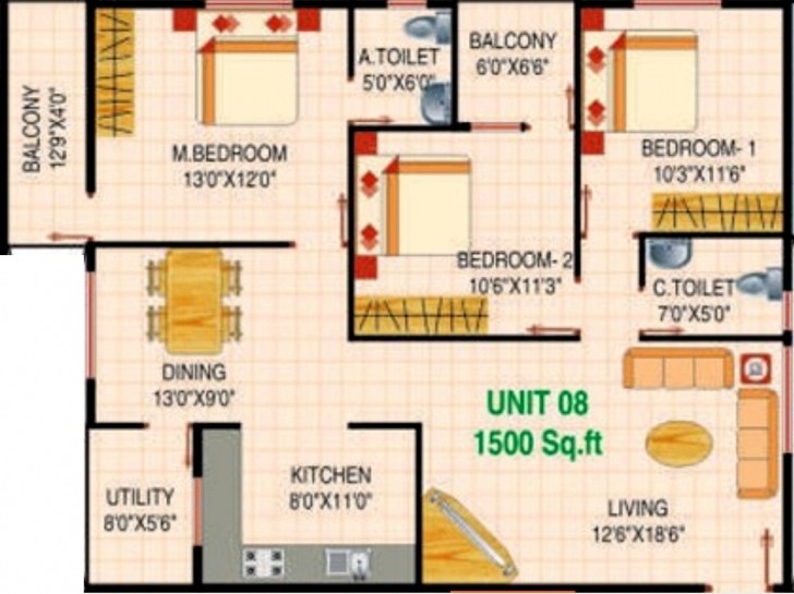 Inspirational 2 Bedroom House Plan North Facing 7 1500 Sq Ft House Plans East Indian House Plans For 1500 Square Feet North Facing Photo