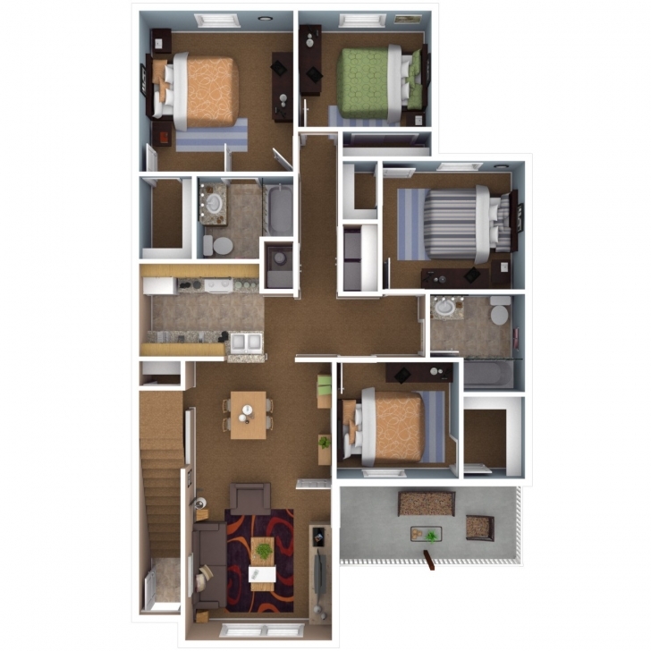 Inspiring 4 Bedroom House Plans With Basement New Floor Plan 4 Bedroom Flat Four Bedroom Flat Design Image