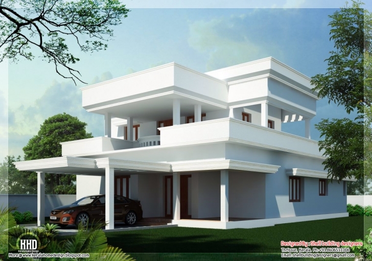 Inspiring Beautiful Flat Roof Home Design Kerala Floor Plans - Building Plans Beautiful Flat Roofed Houses Pic