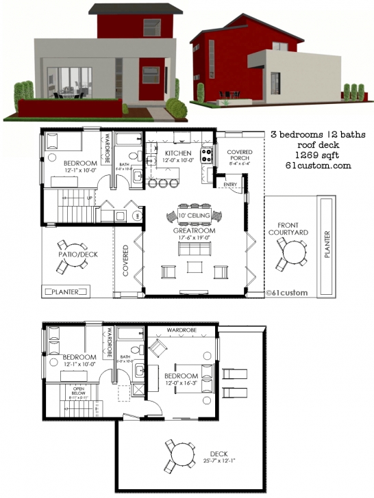 Inspiring Contemporary Small House Plan | 61Custom | Contemporary &amp; Modern Small House Plans Picture