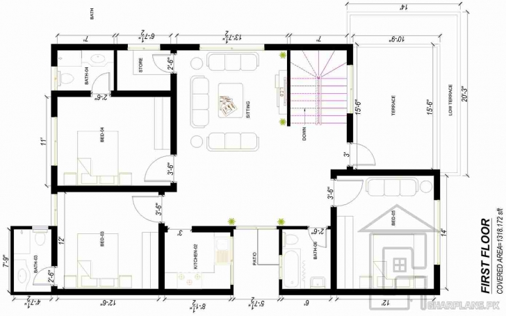 Inspiring House Plan Designs Pakistani | House Plans Designs & Home Floor Plans 15 Marla House Plan Image