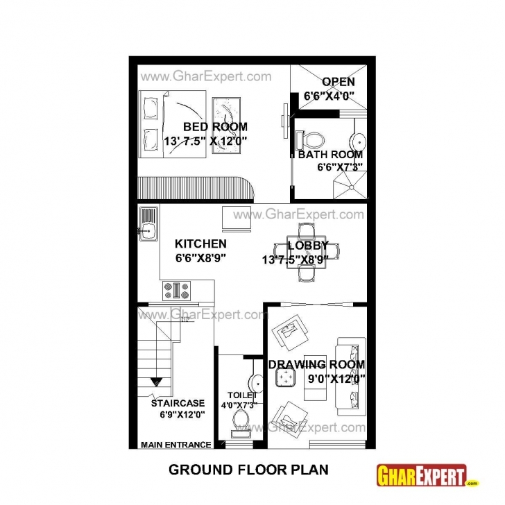 Inspiring House Plan For 22 Feet By 35 Feet Plot (Plot Size 86 Square Yards 22 X 40 Ft House Plans Picture