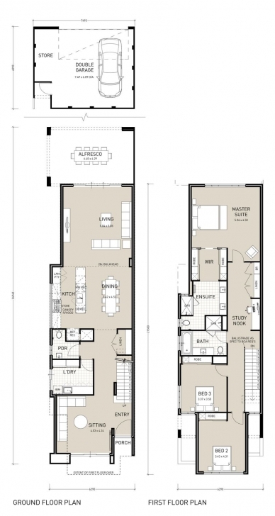 Inspiring Narrow Two Story House Plans - Google Search | Plans | Pinterest Half Plot Double Floor Plan Image
