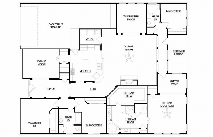Inspiring One Story Bedroom House Collection And Charming 4 Single Floor Plans 4 Bedroom Single Story House Floor Plans Image