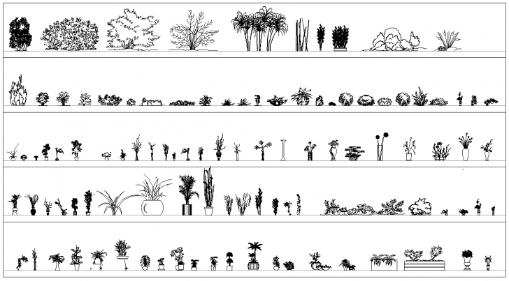 Inspiring Potted Plants And Shrubs Cad Blocks - Cadblocksfree -Cad Blocks Free Autocad 2D Plants Picture