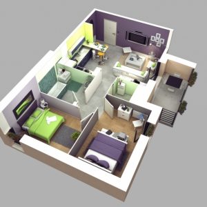 Simple House Plan With 2 Bedrooms