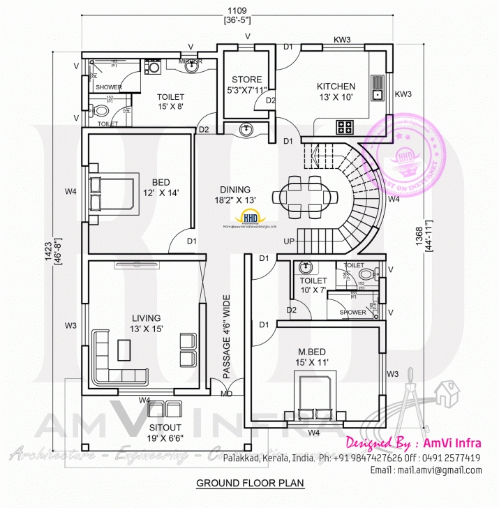 Interesting 5 Bedroom Contemporary House With Plan Kerala Home Modern House 2D Plan Of Modern Houses Image