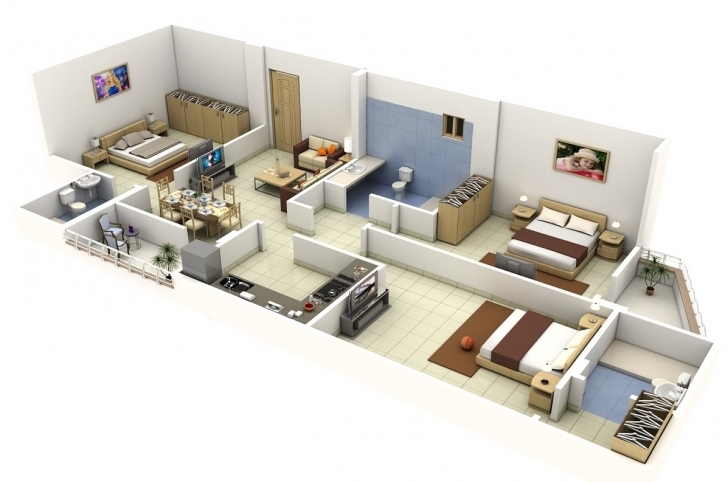 Interesting 50 Three “3” Bedroom Apartment/house Plans | Simplicity And 18 By 50 House Map Pic
