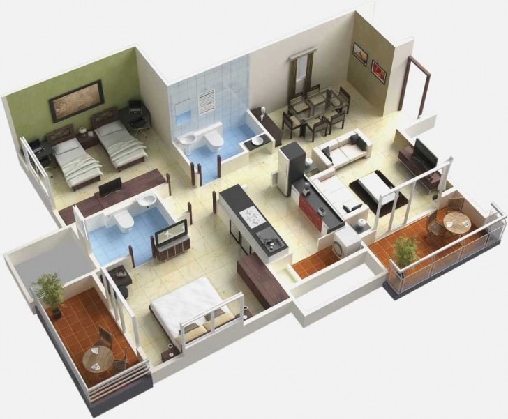 Interesting Bedroom House Design Trends Also Fascinating Simple Plan With 4 Simple 4 Bedroom House Plans 3D Image