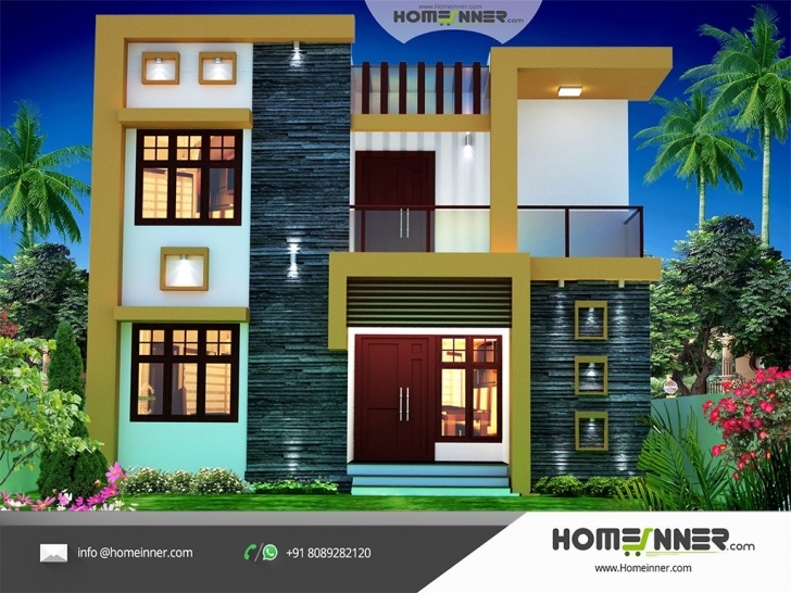 Interesting Contemporary Style 1674 Sqft Economic House Plan Design Small House Plans Indian Style 3D Picture