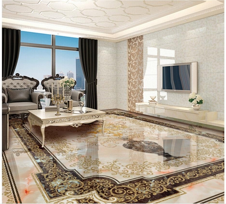 Interesting Custom Photo Self Adhesive 3D Floor Marble 3D Wall Murals Wallpaper Floor Marble With 3D Photo
